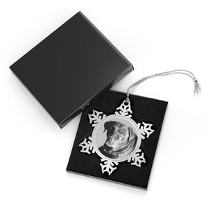 Custom Photo Pewter Snowflake Ornament