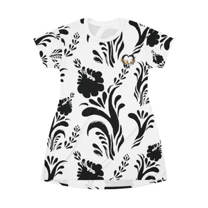 Mom Life Black and White Floral Nightgown - Munchkin Place Shop 